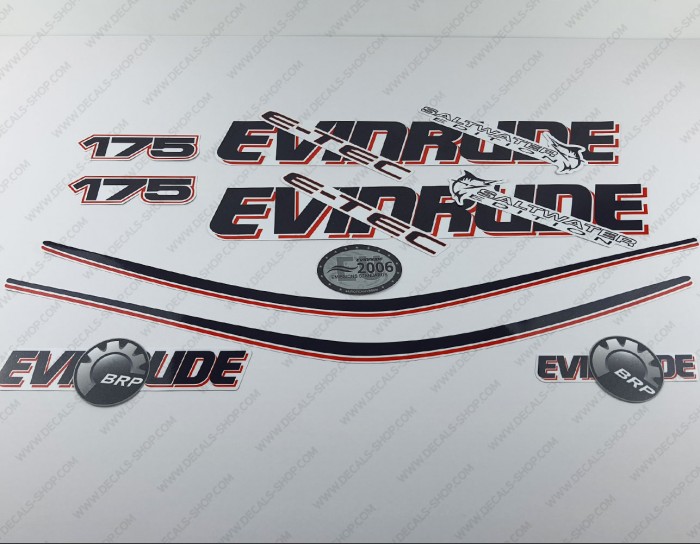 Evinrude 175HP E-tec White Cowl Outboard Decal Kit